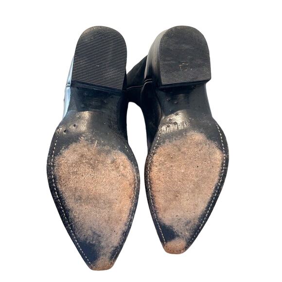 Frye Vintage Black Leather Knee High Pointed Toe Boots 7.5 FIT 7.5/8 - Picture 8 of 11